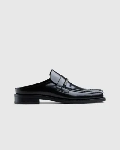 Square Toe Mule High Shine Black