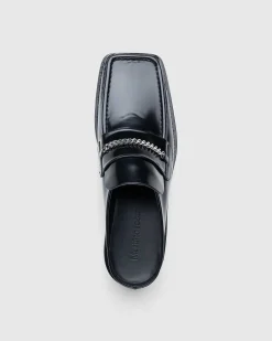 Square Toe Mule High Shine Black