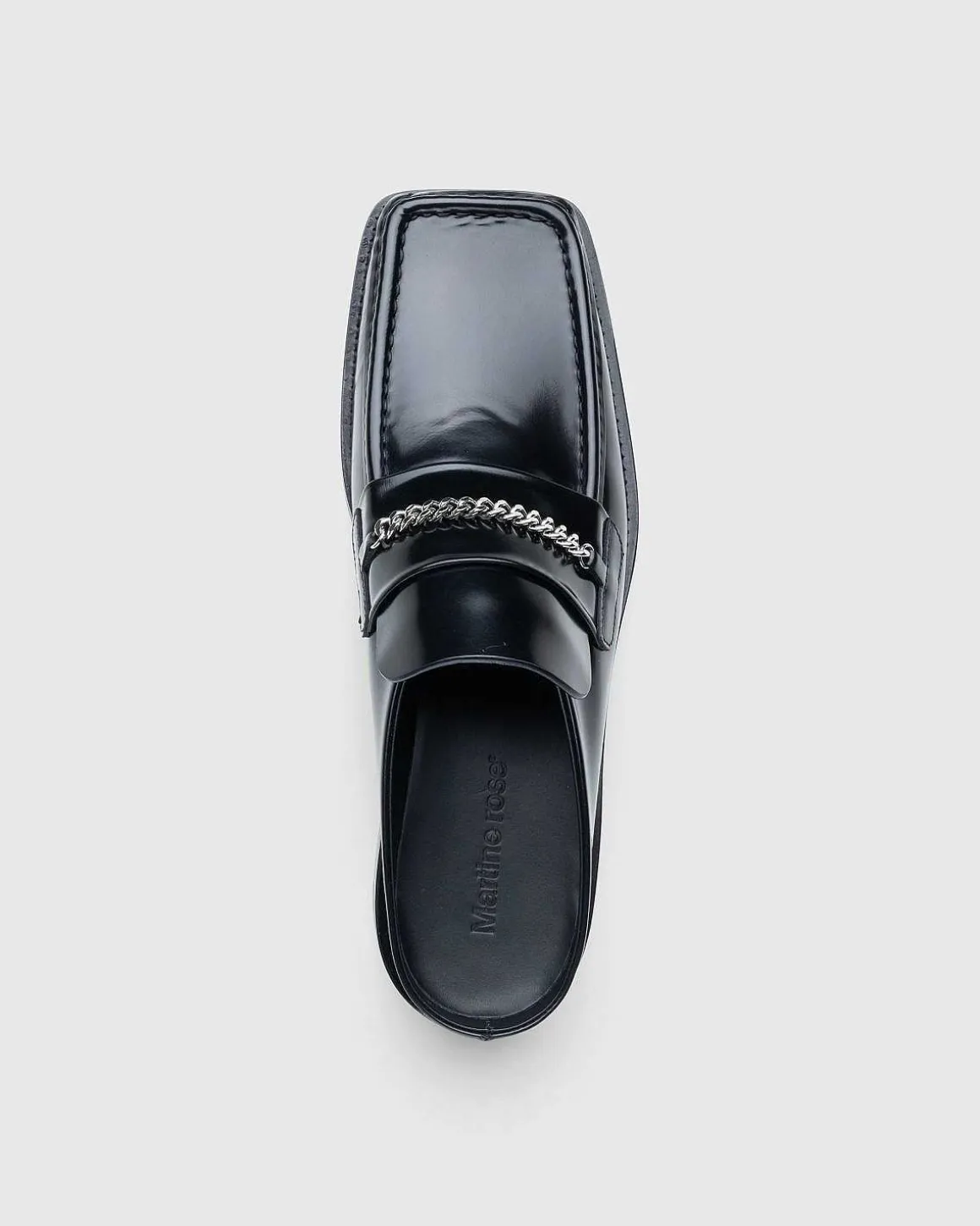 Square Toe Mule High Shine Black