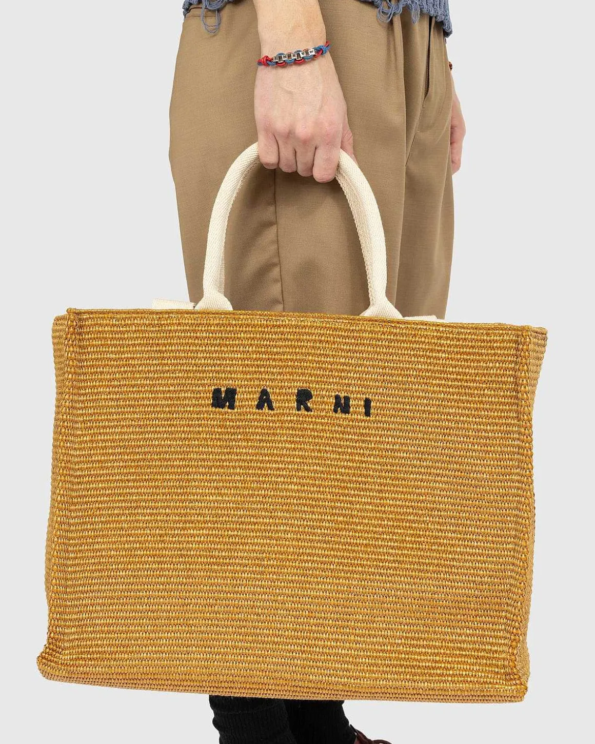 Stor Raffia Tote Bag Raw Sienna/Natural