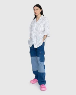 Stribet Button-Up Skjorte Hvid