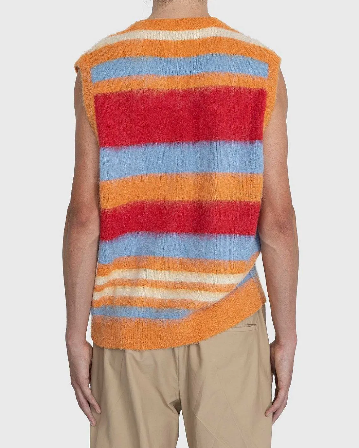 Stribet V-Hals Sweatervest Burnt Orange