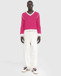 Strikket V-Hals Sweater Flou Pink