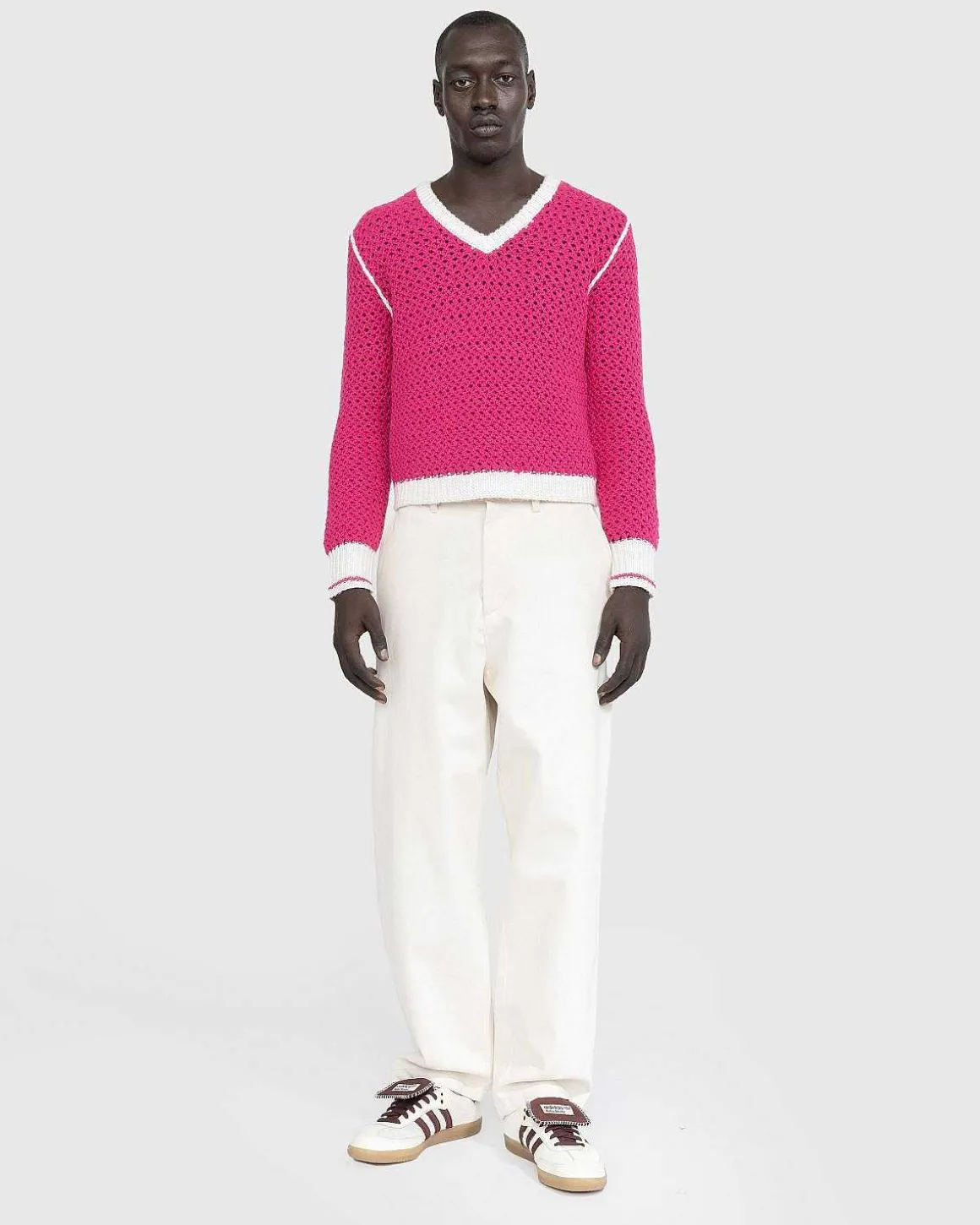 Strikket V-Hals Sweater Flou Pink