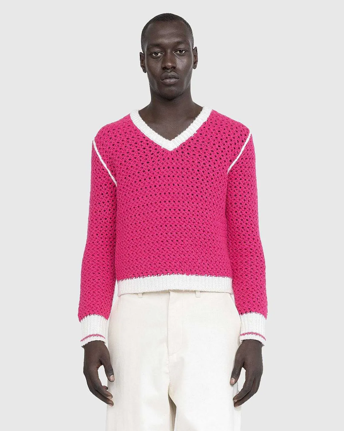 Strikket V-Hals Sweater Flou Pink
