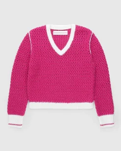 Strikket V-Hals Sweater Flou Pink