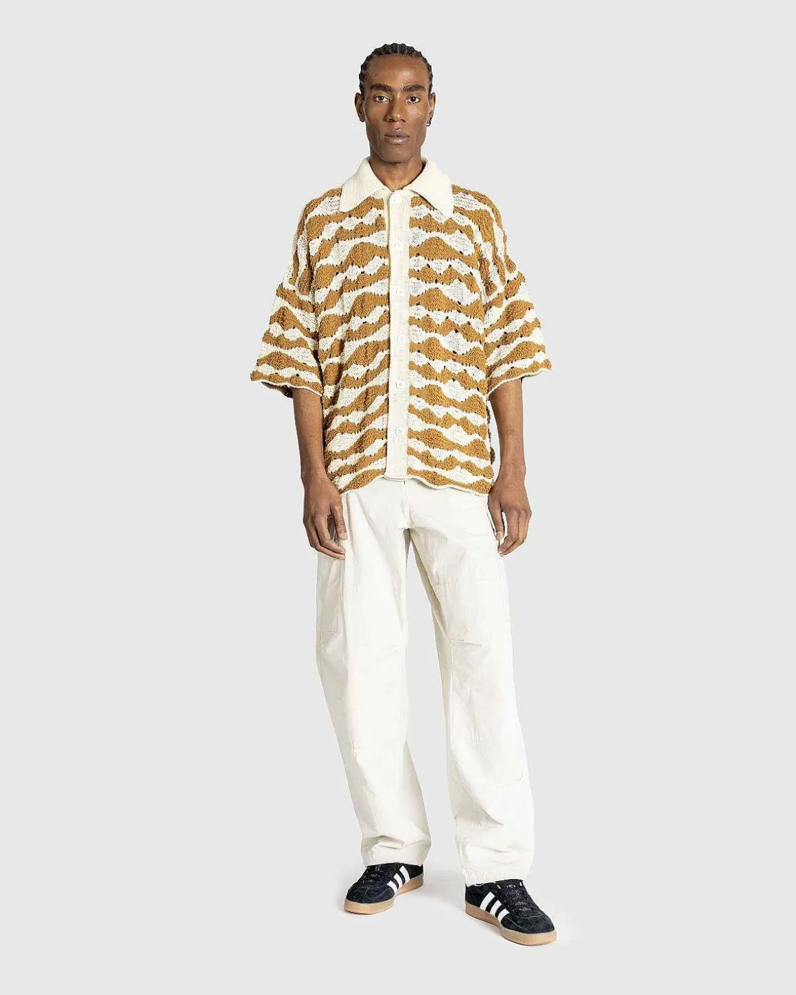 Strikskjorte Raffia Brun