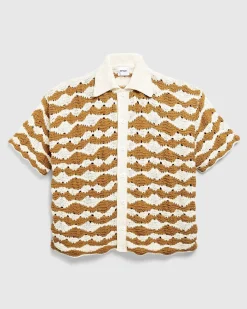 Strikskjorte Raffia Brun