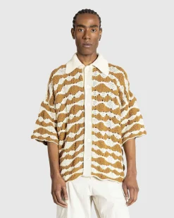 Strikskjorte Raffia Brun