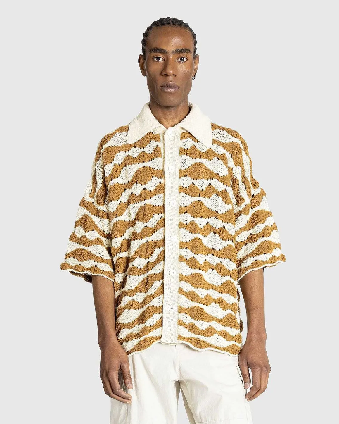 Strikskjorte Raffia Brun