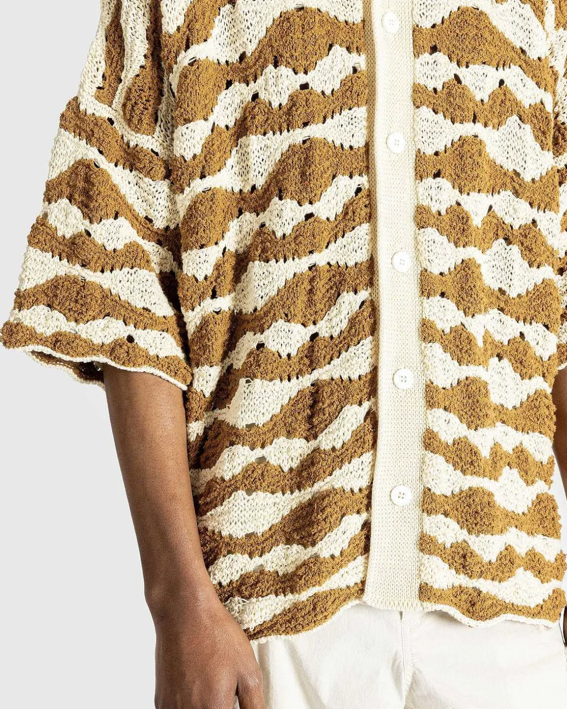 Strikskjorte Raffia Brun