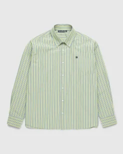 Stripe Button-Up Skjorte Lys Gron/Morkegron