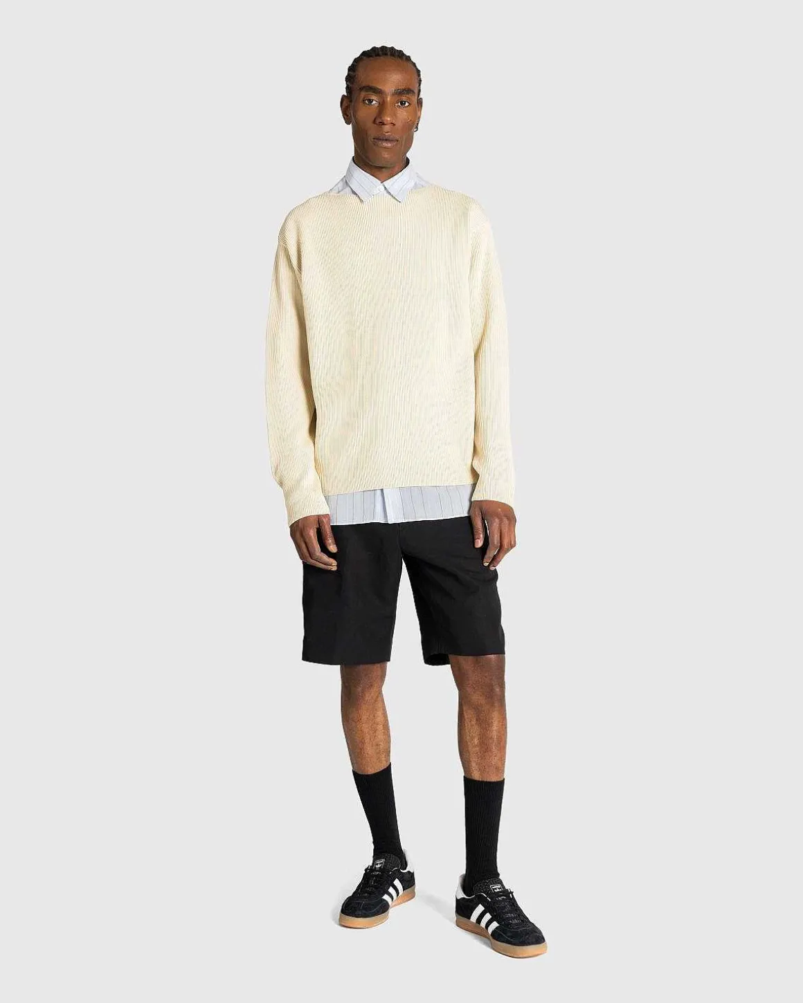 Super Hard Twist Rib Strik Boat Neck Pullover Ivory