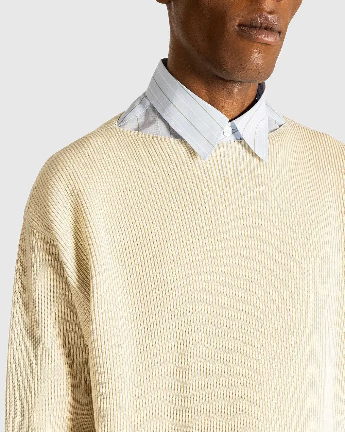 Super Hard Twist Rib Strik Boat Neck Pullover Ivory