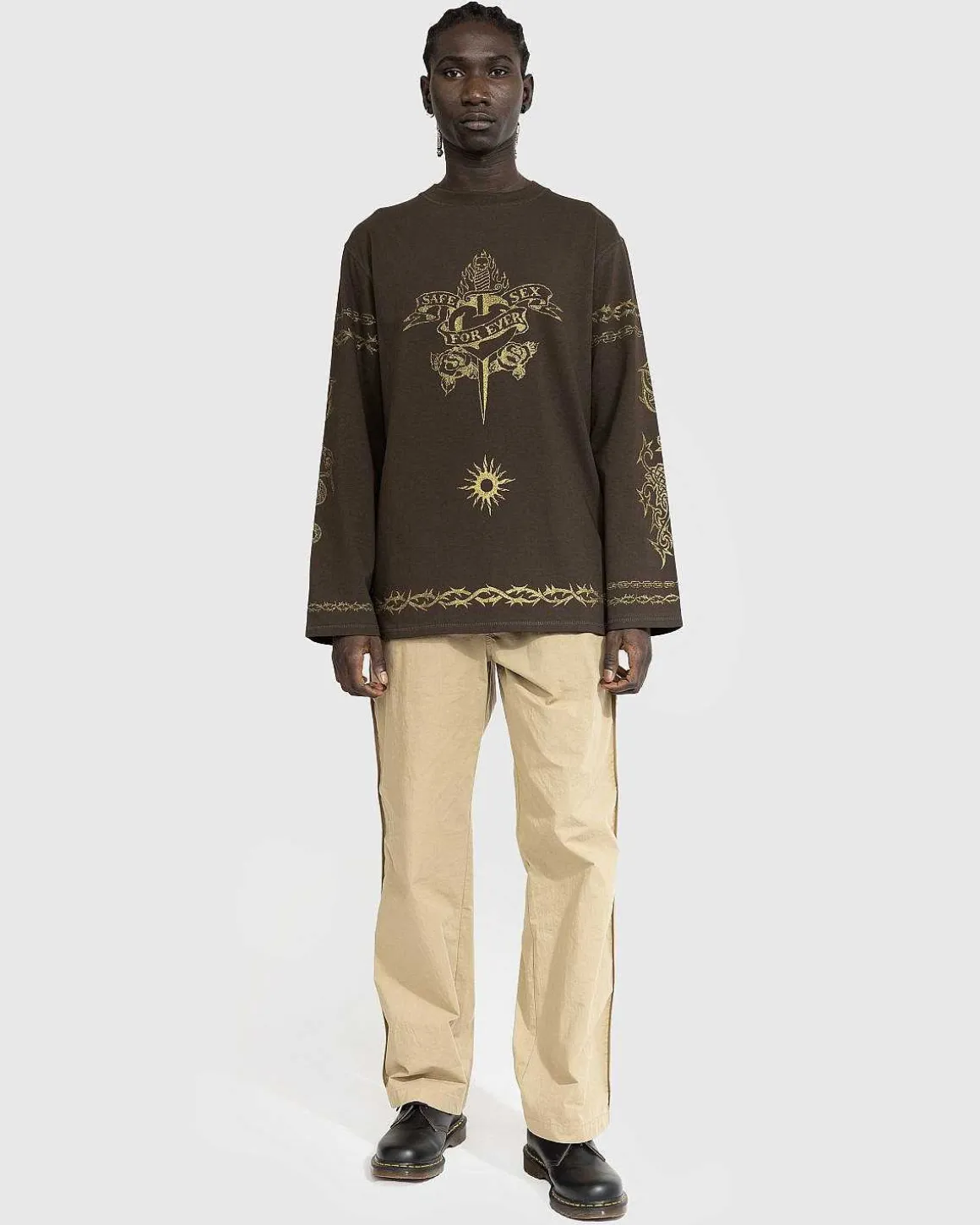 Tattoo Safe Sex Sweatshirt Morkebrun