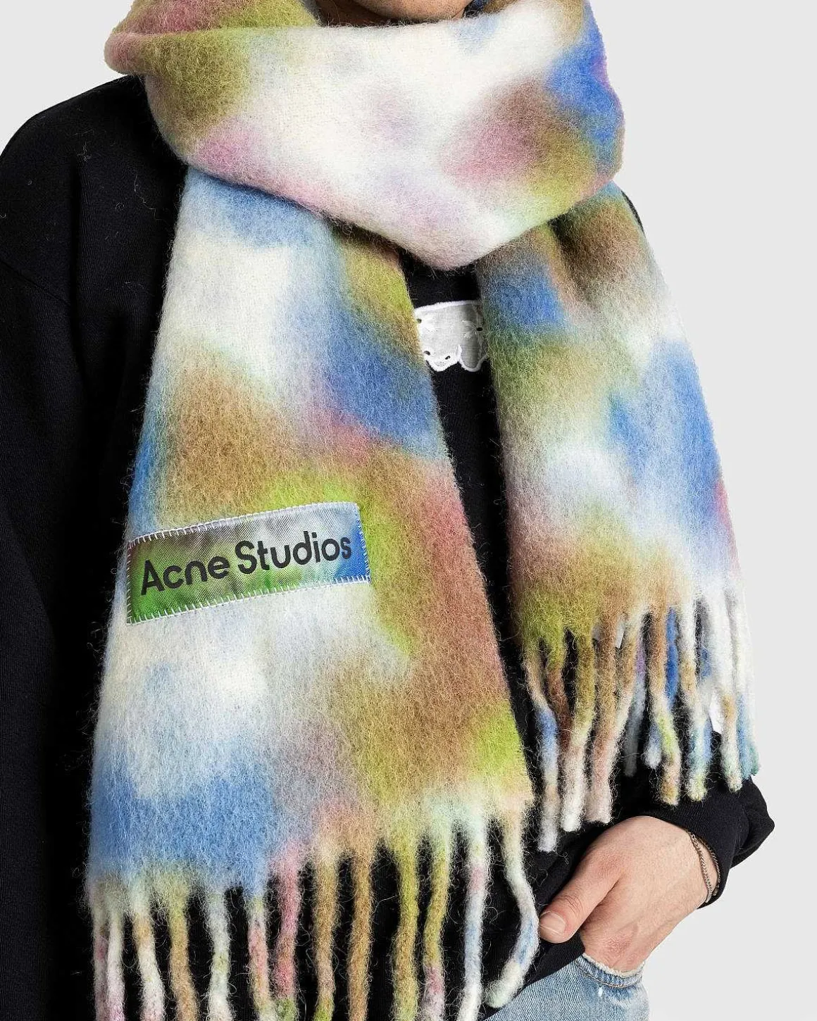 Tie-Dye Alpaca Uldtorklaede Gron Multi