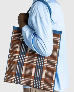 Tjek Jacquard Tote Bag Lysebla/Rust