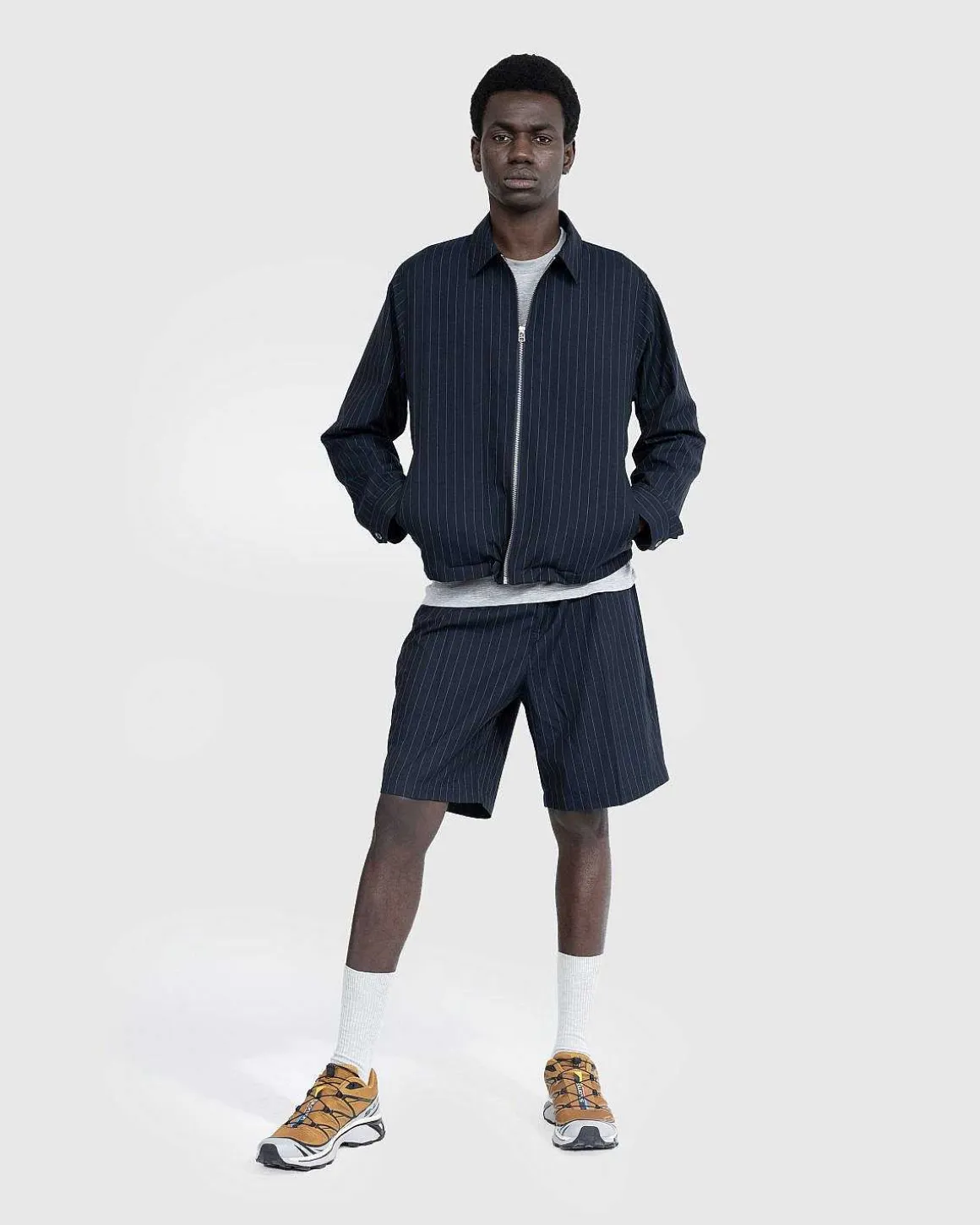 Tropical Suiting Shorts Stripes Navy