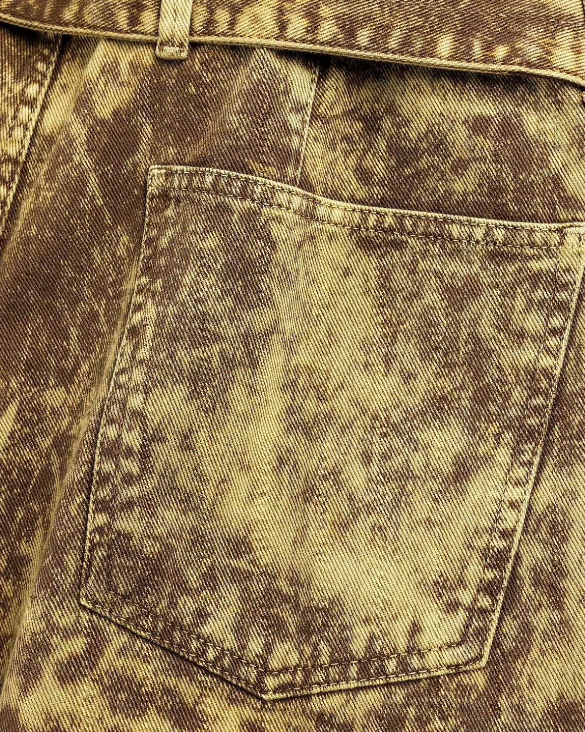 Twisted Belted Pants Denim Acid Snow Bronze
