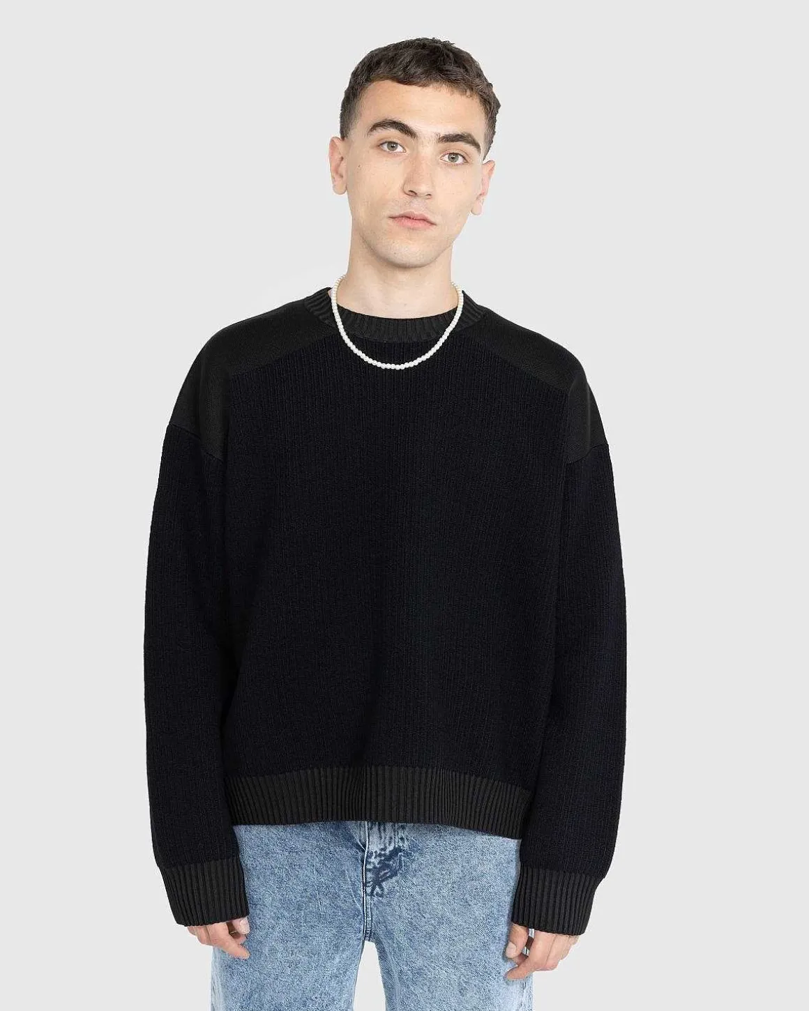 Utility Sweater Med Rund Hals, Sort