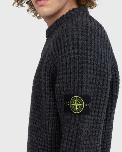 Vaffelstrikket Sweater Melange Charcoal