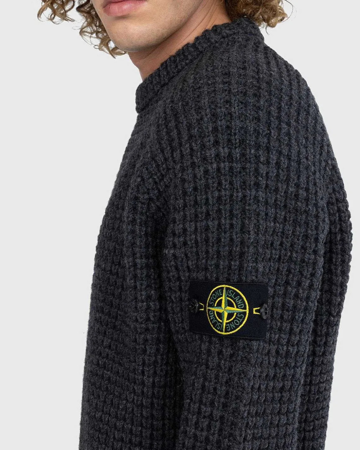 Vaffelstrikket Sweater Melange Charcoal