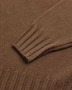 Vasket Fransk Merino Strik Crewneck Brun