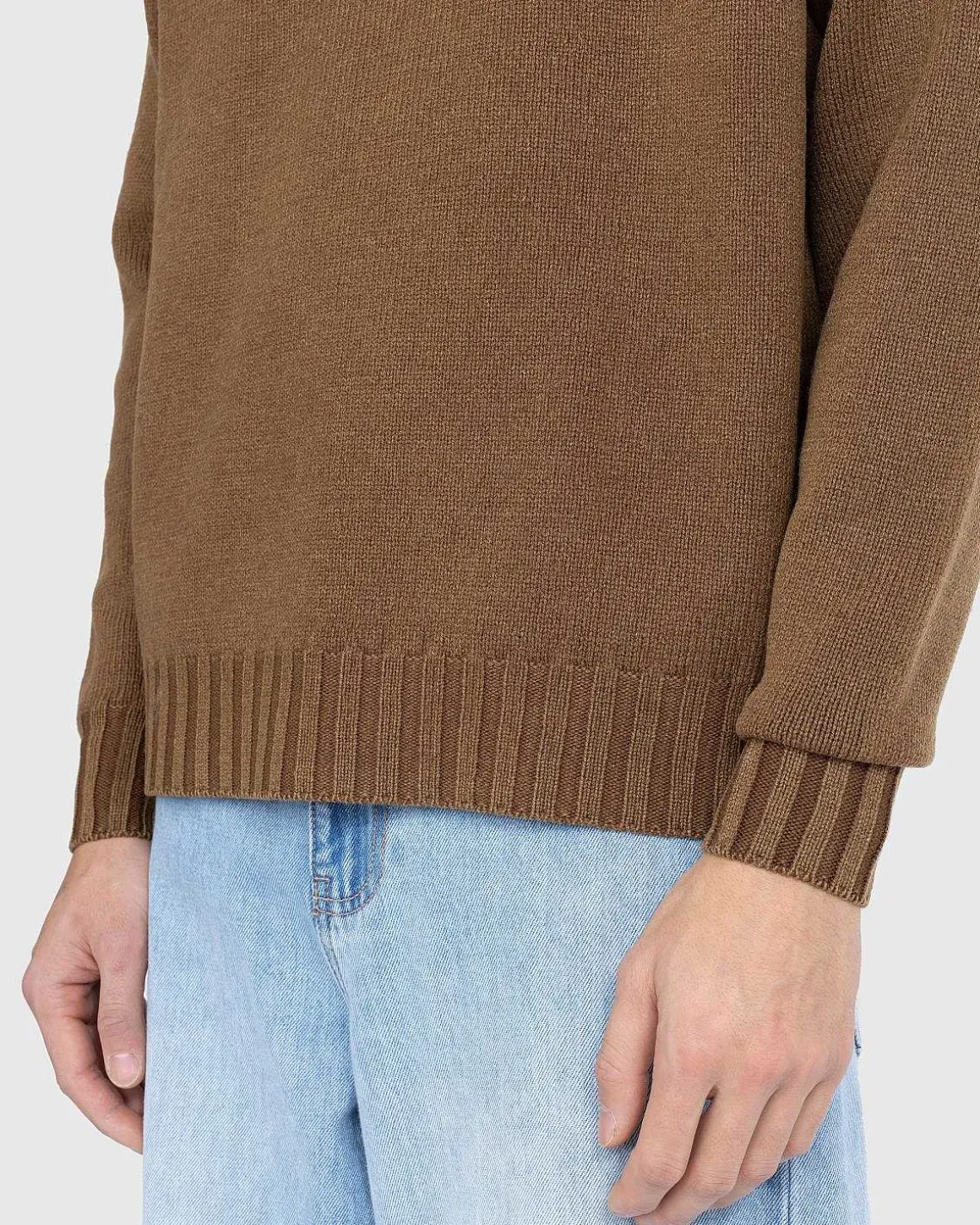 Vasket Fransk Merino Strik Crewneck Brun