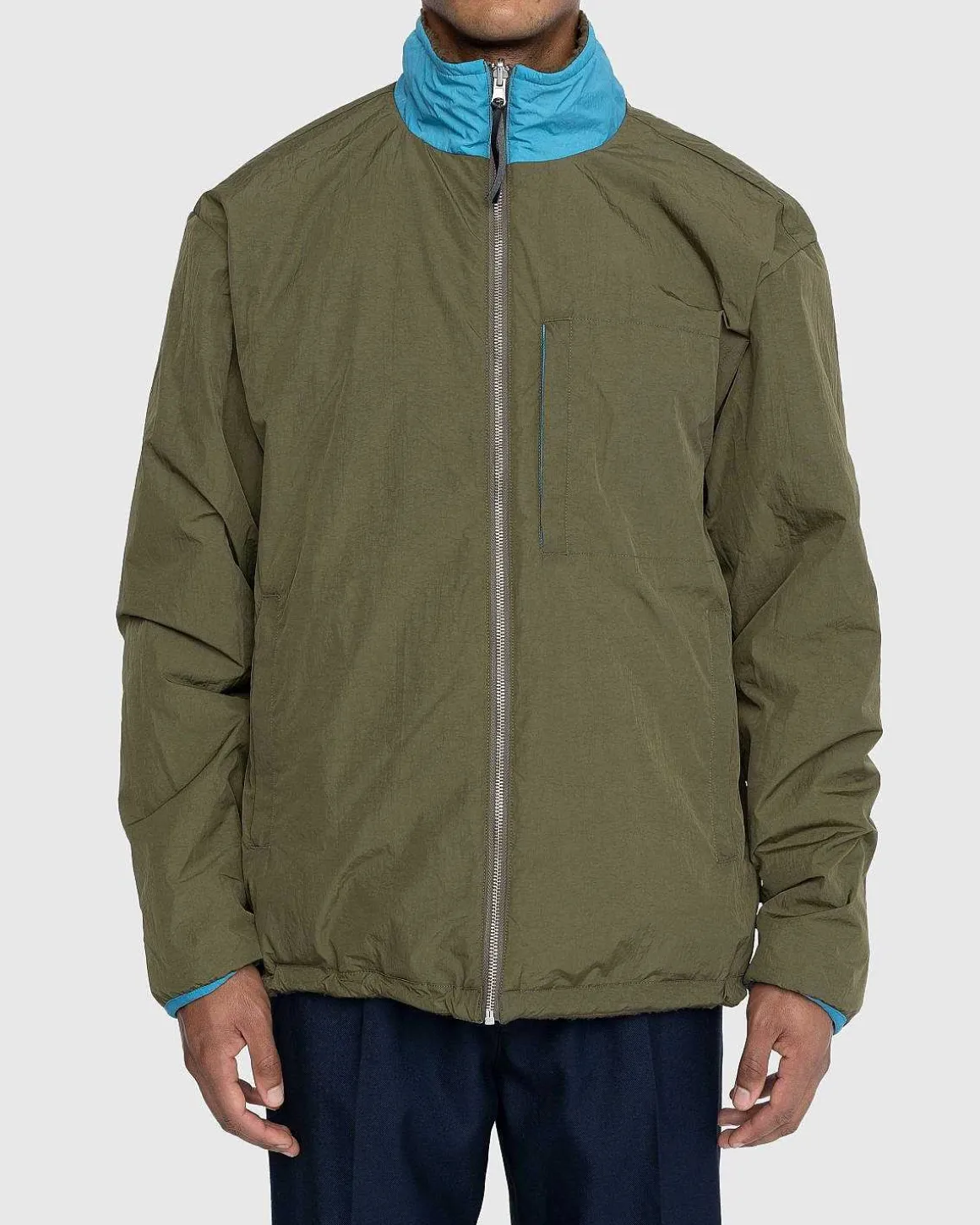 Vendbar Polar Fleece-Lynlasjakke Stal Bla/Morkegron
