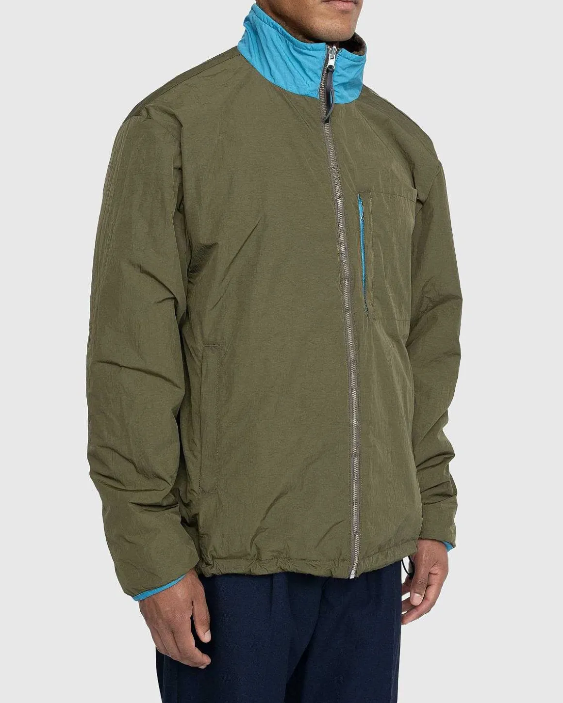 Vendbar Polar Fleece-Lynlasjakke Stal Bla/Morkegron