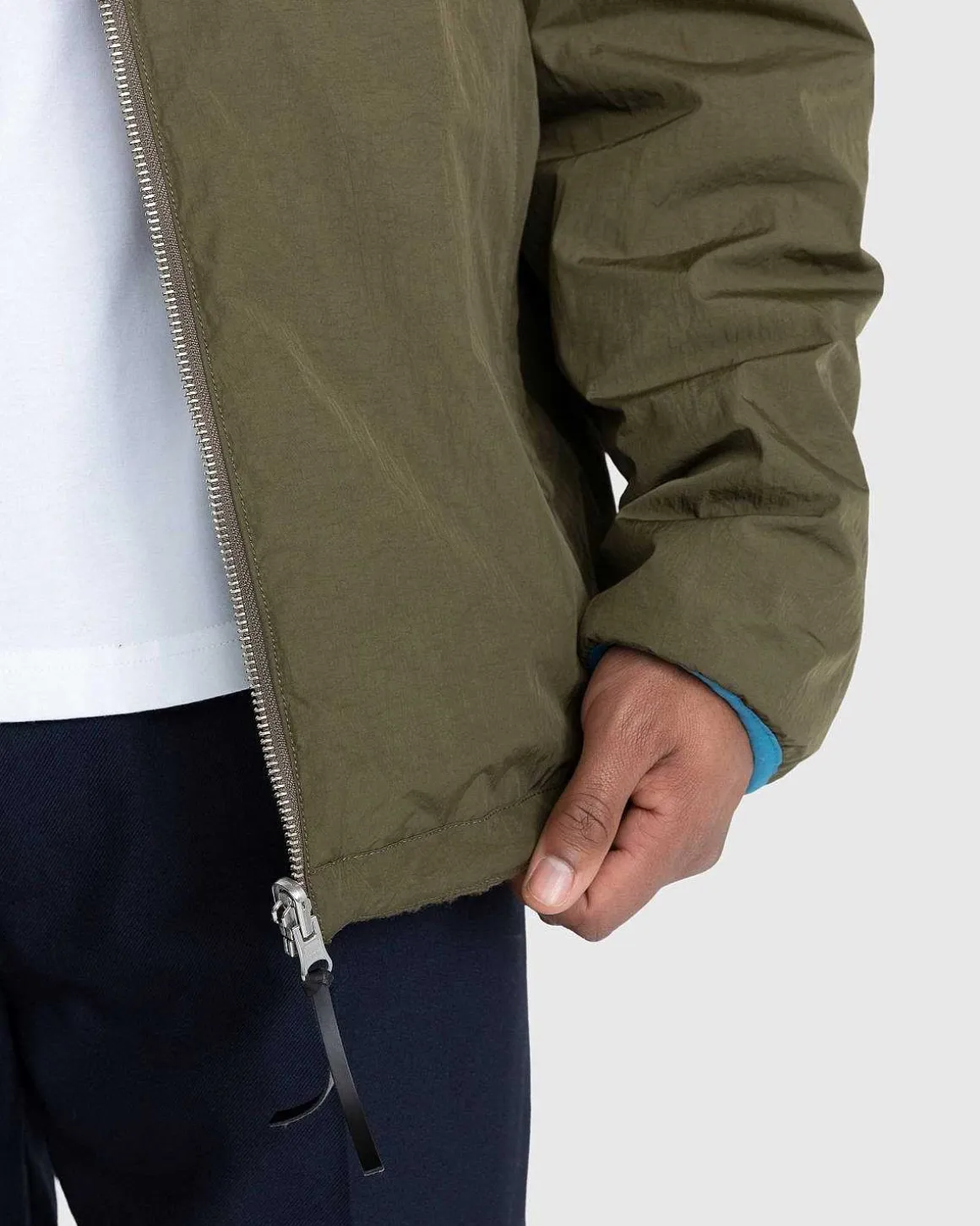 Vendbar Polar Fleece-Lynlasjakke Stal Bla/Morkegron