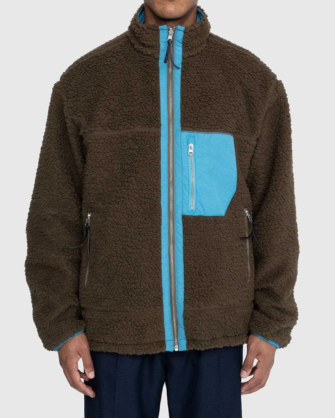 Vendbar Polar Fleece-Lynlasjakke Stal Bla/Morkegron