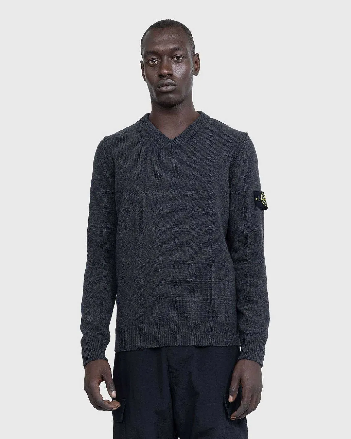 V-Hals Sweater Melange Charcoal