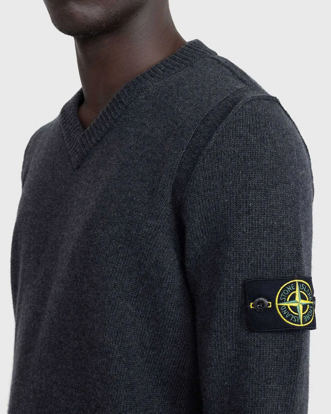V-Hals Sweater Melange Charcoal