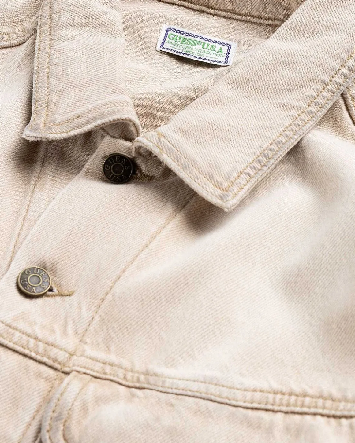 Vintage Denimjakke Beige
