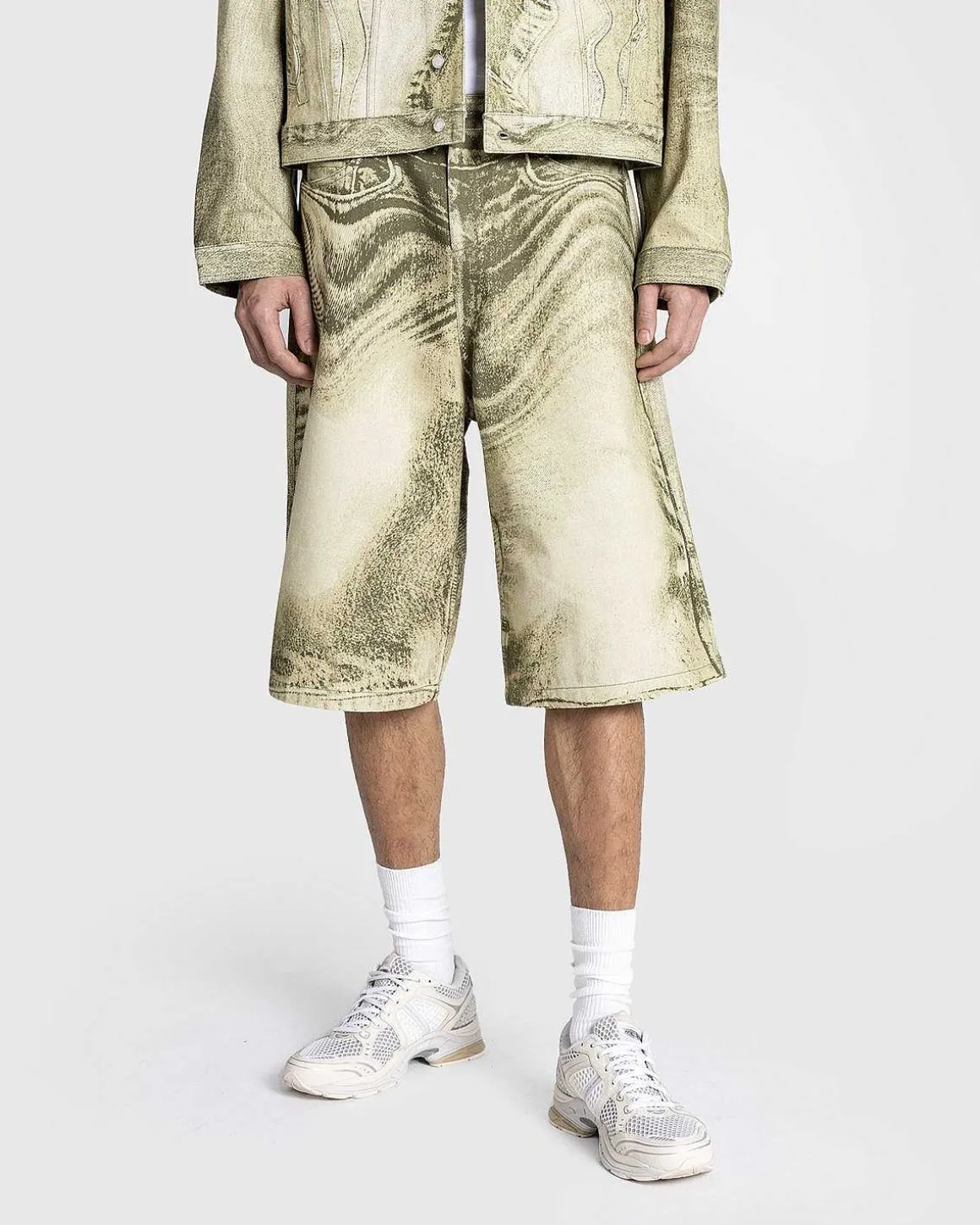 Wavy Denim Shorts Gron/Multi
