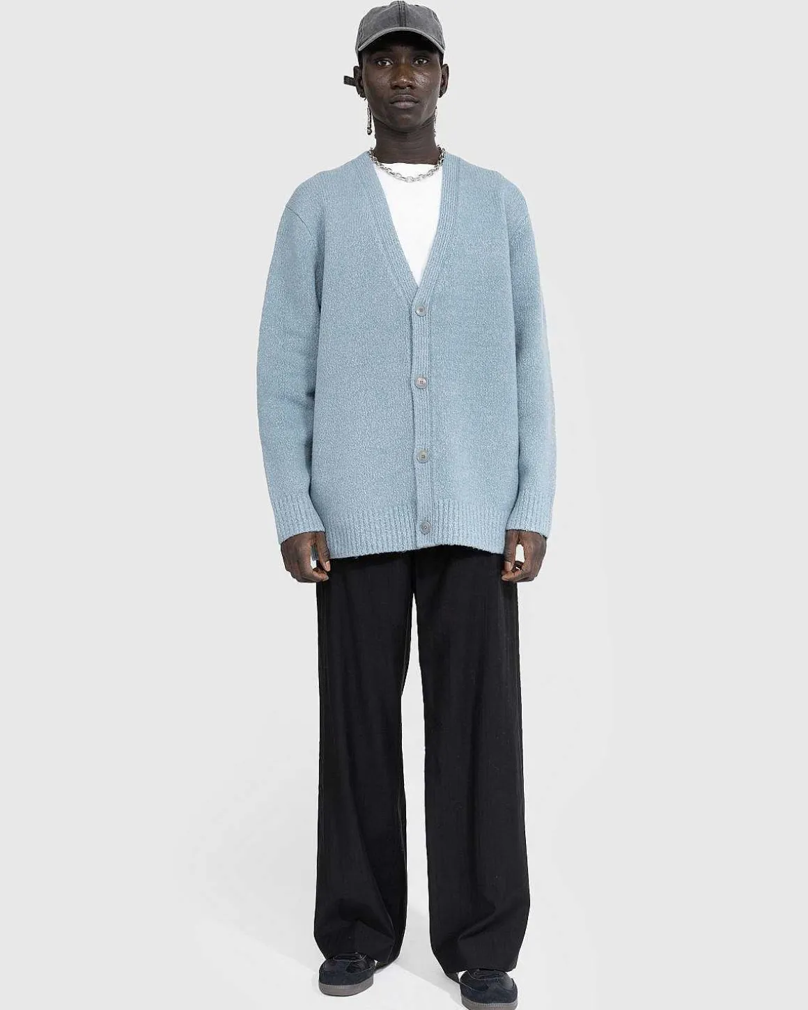 Wool Blend Cardigan Mineral Blue