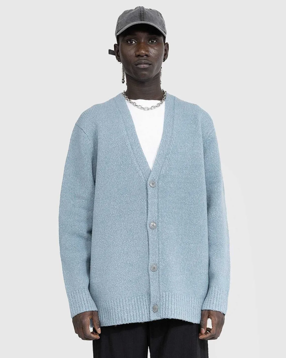 Wool Blend Cardigan Mineral Blue