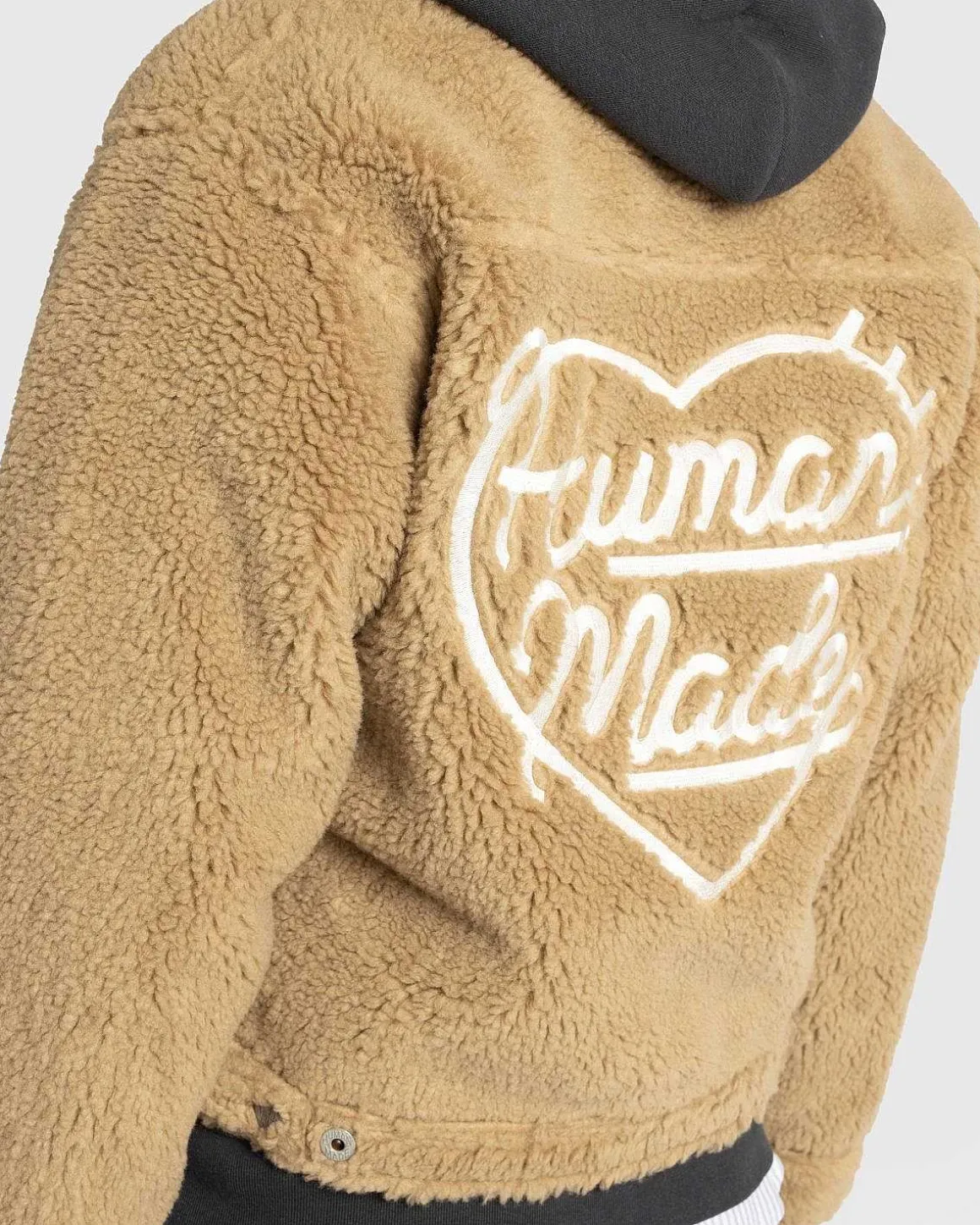 Wool Blended Boa Fleece Arbejdsjakke Beige